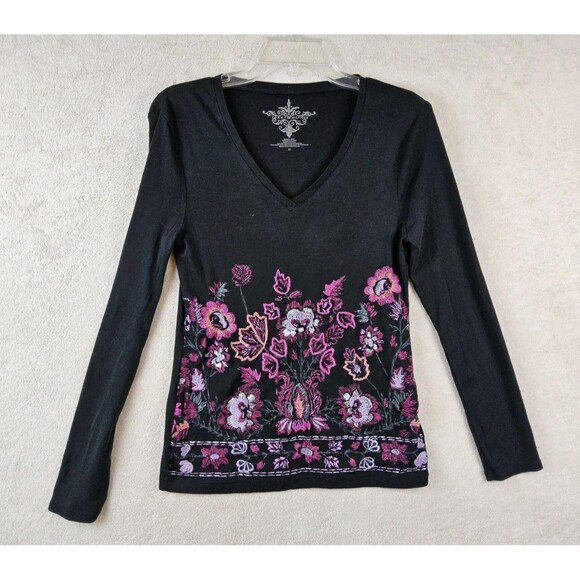 Tommy Hilfiger Women's Long Sleeve Embroidered Shirt Top Size M - Picture 1 of 4